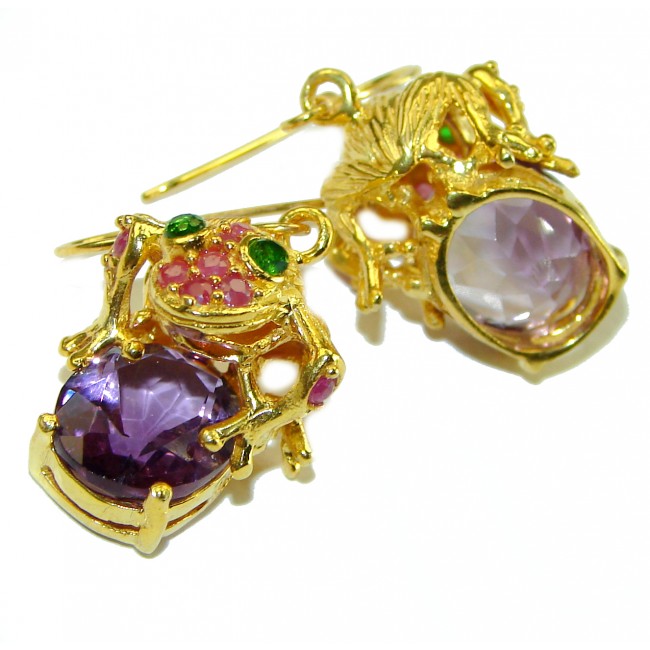 Lucky Frogs Amethyst 14K Goldv over .925 Sterling Silver earrings