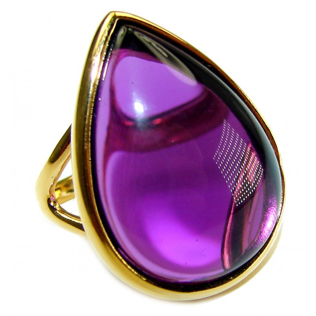 Spectacular Amethyst 14K Gold over .925 Sterling Silver Handcrafted Large Ring size 7