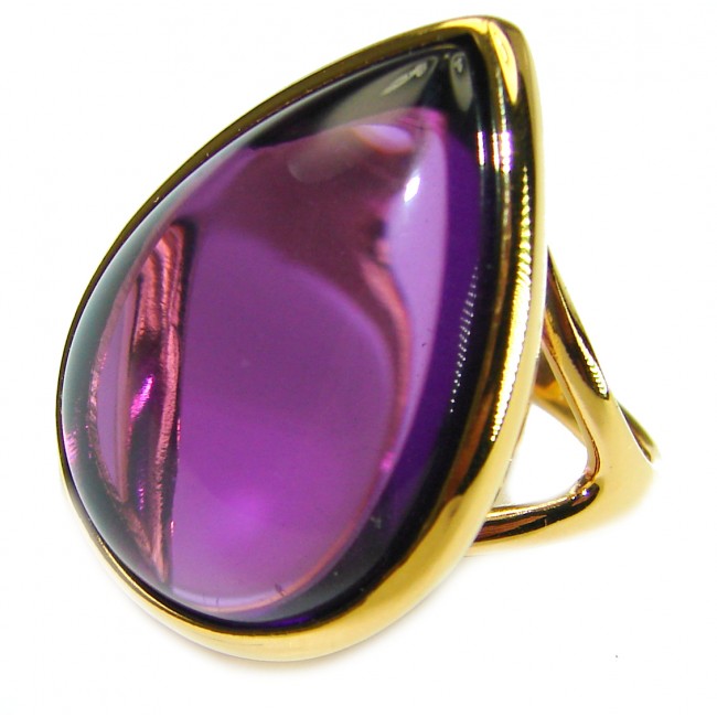 Spectacular Amethyst 14K Gold over .925 Sterling Silver Handcrafted Large Ring size 7