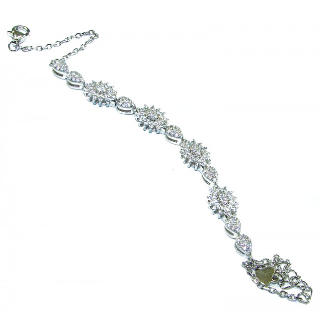 Luxurious Genuine White Topaz .925 Sterling Silver Bracelet