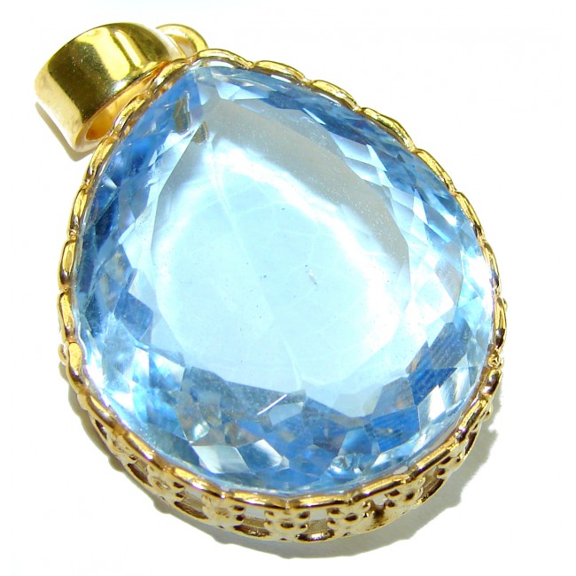 Blue Blast Style authentic Aquamarine 14K Gold over .925 Sterling Silver handmade Pendant