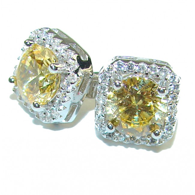 6.5 carat Yellow Sapphire .925 Sterling Silver handcrafted earrings