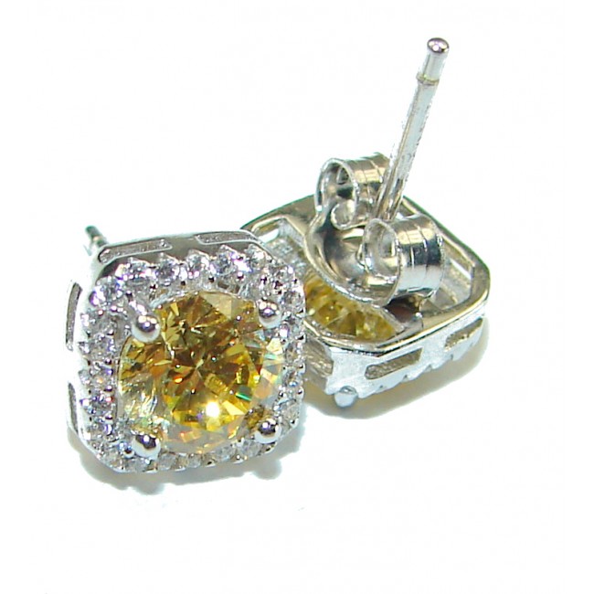 6.5 carat Yellow Sapphire .925 Sterling Silver handcrafted earrings