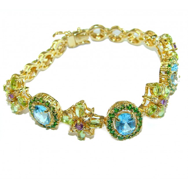 Blue Brilliance London Blue Topaz 14K Gold over .925 Sterling Silver handcrafted Bracelet