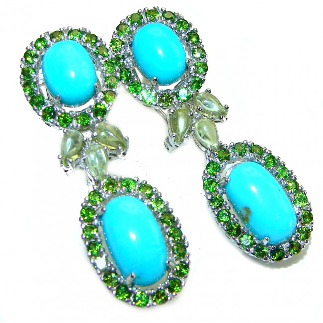 Alexandria Solid Blue Turquoise Emerald .925 Sterling Silver earrings