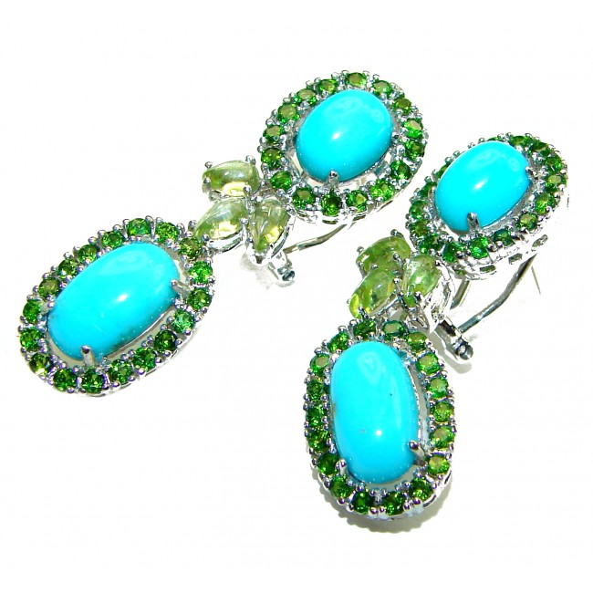 Alexandria Solid Blue Turquoise Emerald .925 Sterling Silver earrings