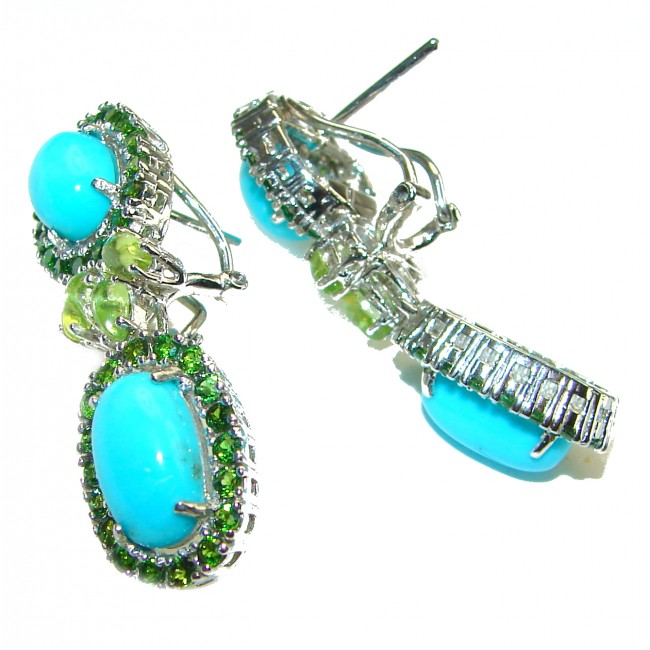 Alexandria Solid Blue Turquoise Emerald .925 Sterling Silver earrings