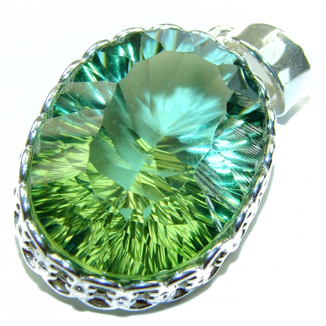 Superior quality 32.2 carat Fresh Green Topaz .925 Sterling Silver Pendant