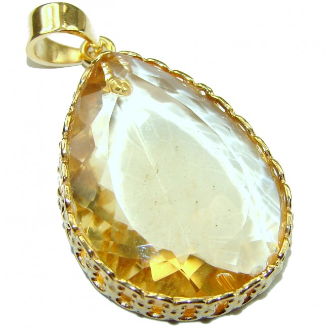 Authentic Golden Lemon Quartz 14K Gold over .925 Sterling Silver handmade Pendant