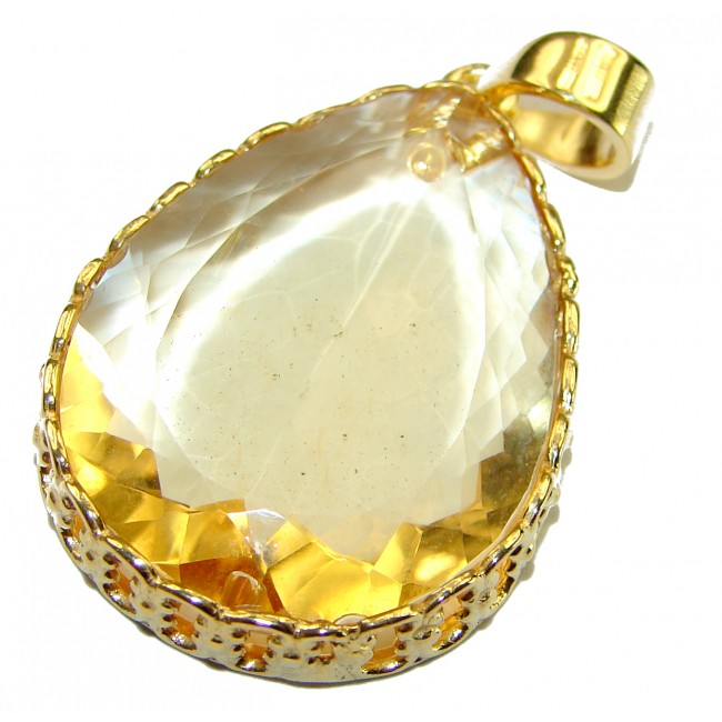 Authentic Golden Lemon Quartz 14K Gold over .925 Sterling Silver handmade Pendant