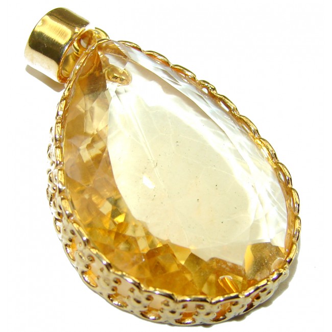 Authentic Golden Lemon Quartz 14K Gold over .925 Sterling Silver handmade Pendant