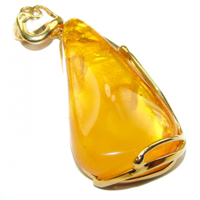 Vintage Beauty authentic Baltic Amber 14k Gold over .925 Sterling Silver handcrafted pendant