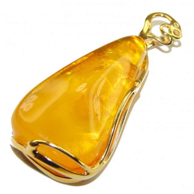 Vintage Beauty authentic Baltic Amber 14k Gold over .925 Sterling Silver handcrafted pendant