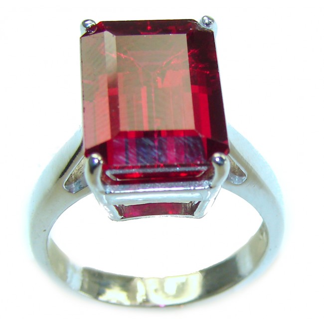 Brilliance 14.5 carat Red Topaz .925 Silver handcrafted Cocktail Ring s. 8