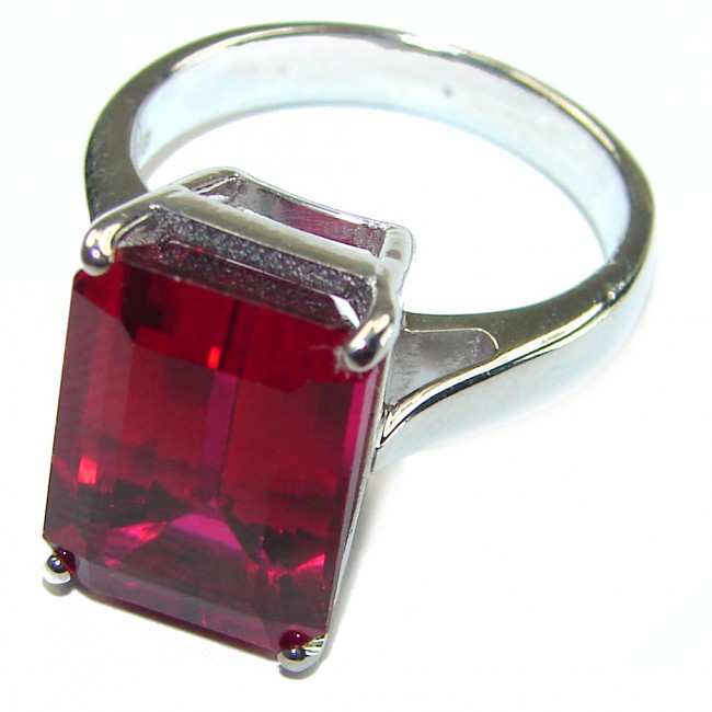 Brilliance 14.5 carat Red Topaz .925 Silver handcrafted Cocktail Ring s. 8