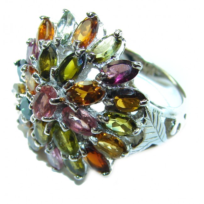 Natural Watermelon Tourmaline .925 Sterling Silver ring size 7 1/4