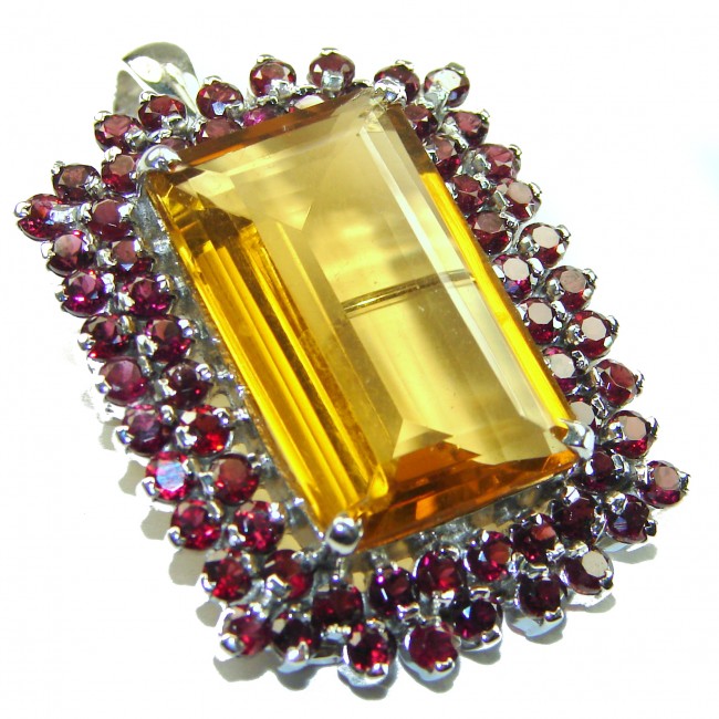 Spectacular Lemon Topaz .925 Sterling Silver handmade Pendant Brooch