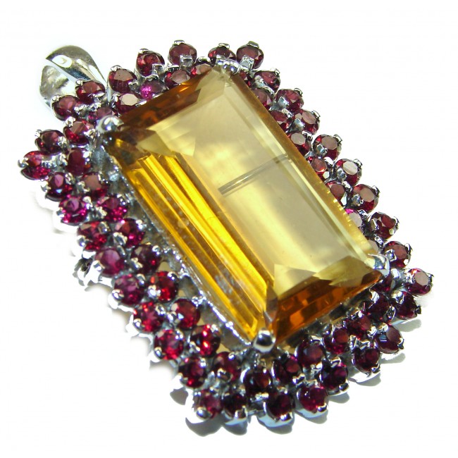 Spectacular Lemon Topaz .925 Sterling Silver handmade Pendant Brooch