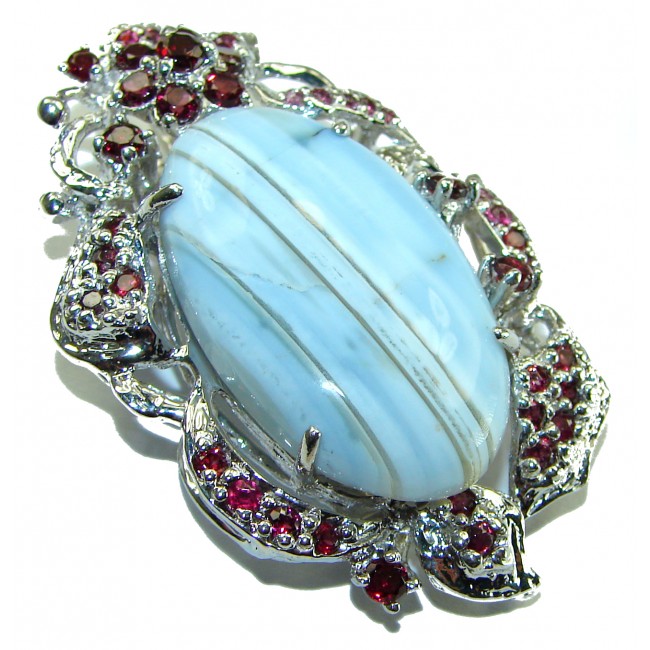 Vintage Beauty genuine Owyhee Blue Opal .925 Sterling Silver handmade Pendant and Brooch