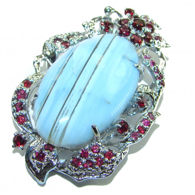 Vintage Beauty genuine Owyhee Blue Opal .925 Sterling Silver handmade Pendant and Brooch