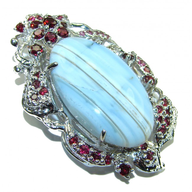 Vintage Beauty genuine Owyhee Blue Opal .925 Sterling Silver handmade Pendant and Brooch