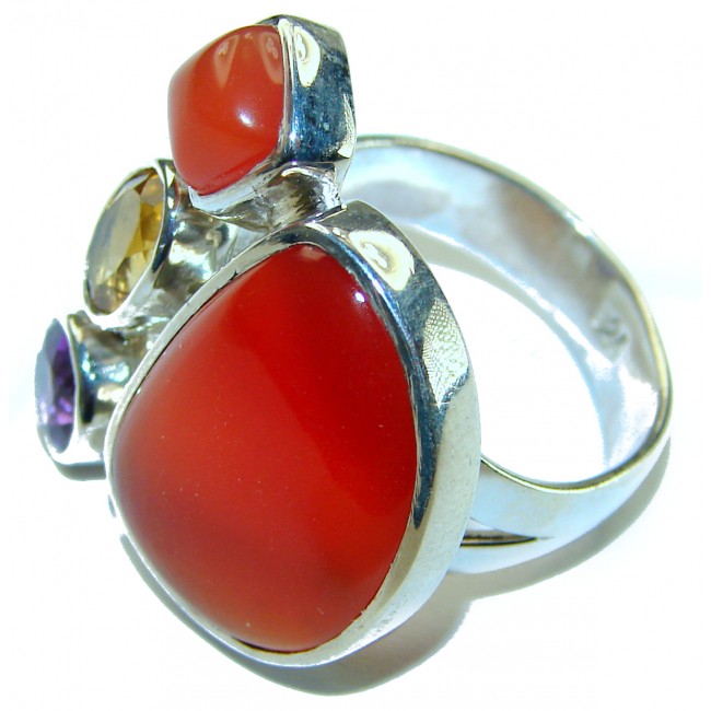 Orange Power Carnelian .925 Sterling Silver handmade ring s. 8