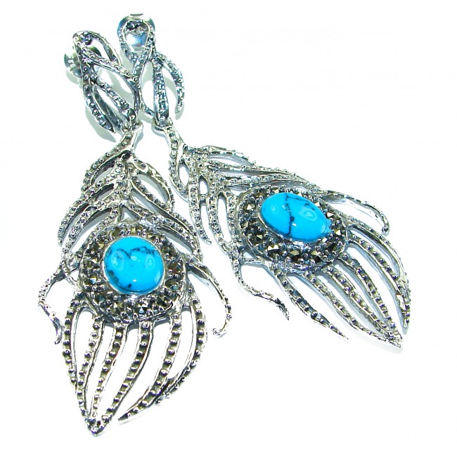 Genuine Sleeping Beauty Turquoise .925 Sterling Silver handcrafted Earrings