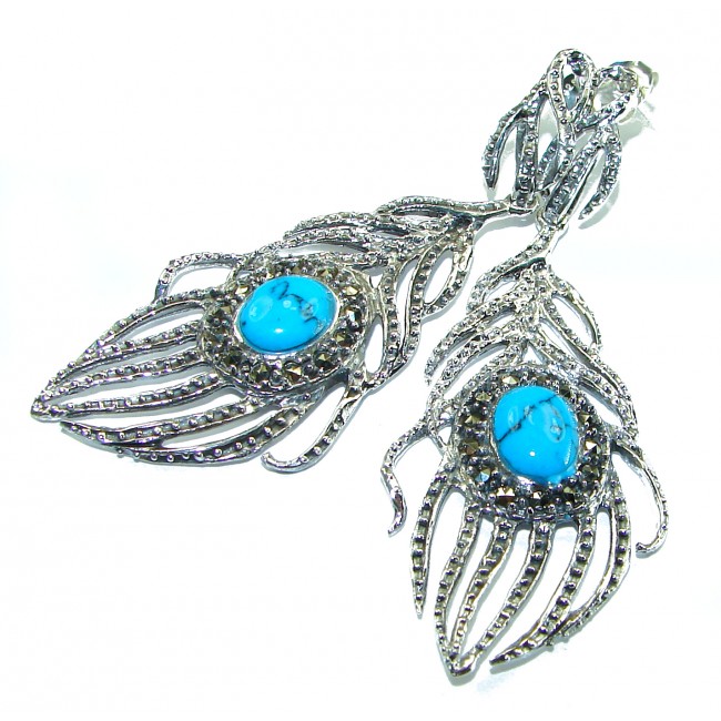 Genuine Sleeping Beauty Turquoise .925 Sterling Silver handcrafted Earrings