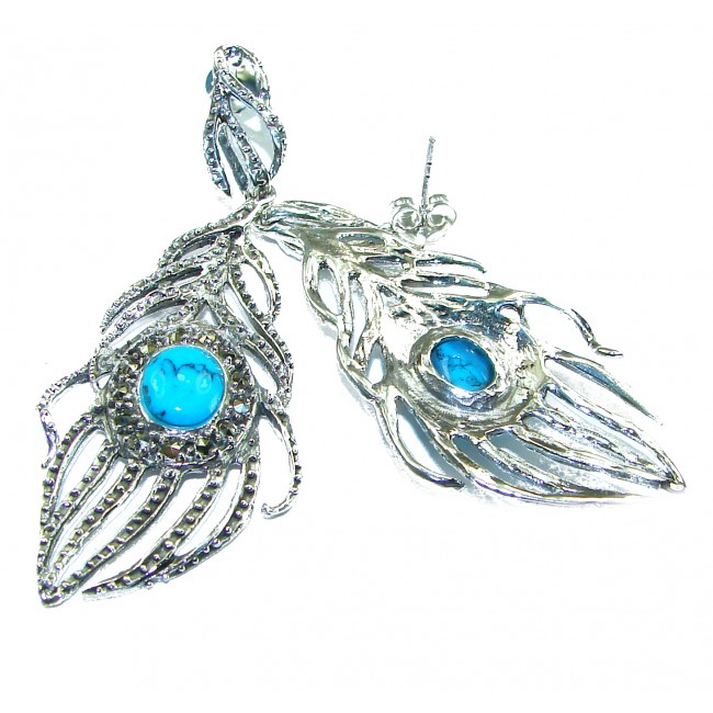 Genuine Sleeping Beauty Turquoise .925 Sterling Silver handcrafted Earrings