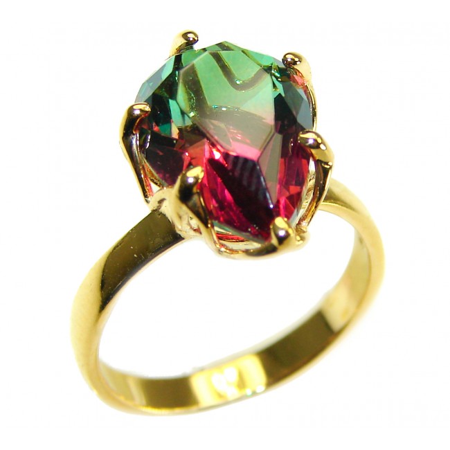 Brazilian Tourmaline 18K Gold over .925 Sterling Silver Perfectly handcrafted Ring s. 7