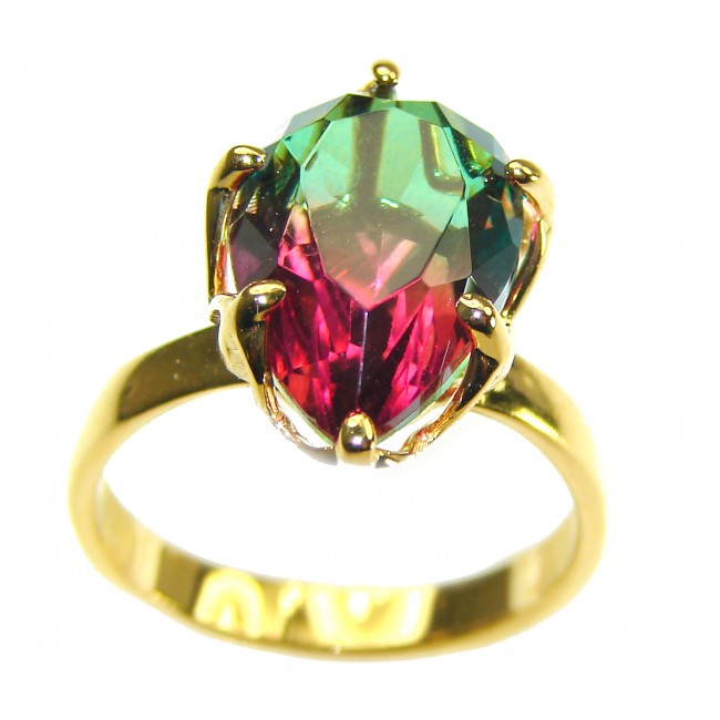 Brazilian Tourmaline 18K Gold over .925 Sterling Silver Perfectly handcrafted Ring s. 7