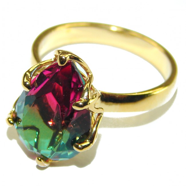 Brazilian Tourmaline 18K Gold over .925 Sterling Silver Perfectly handcrafted Ring s. 7