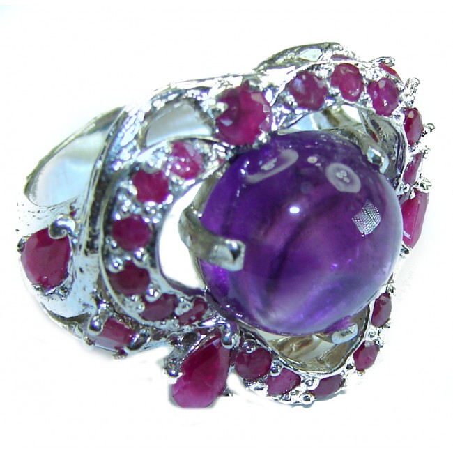 Purple Amethyst .925 Sterling Silver Handcrafted Large Ring size 8 1/2