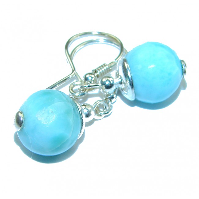 Bohemian Style Blue Larimar .925 Sterling Silver handmade earrings