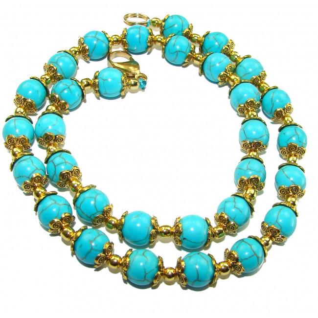 Timless Beauty Turquoise 10K Gold over .925 Sterling Silver handcrafted necklace