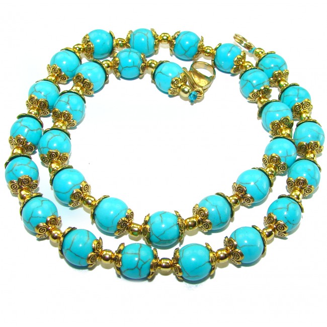 Timless Beauty Turquoise 10K Gold over .925 Sterling Silver handcrafted necklace