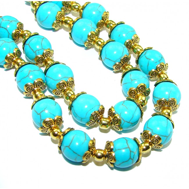 Timless Beauty Turquoise 10K Gold over .925 Sterling Silver handcrafted necklace