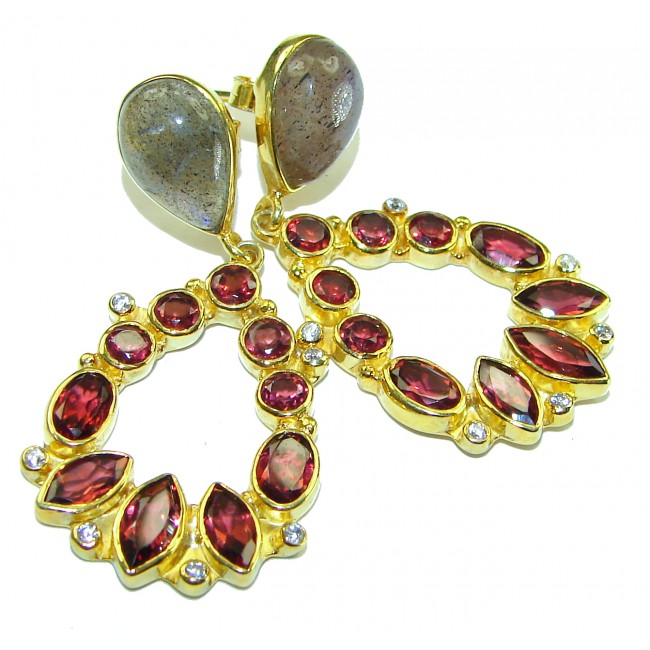 Red Beauty authentic Garnet 14K Gold over .925 Sterling Silver handcrafted earrings