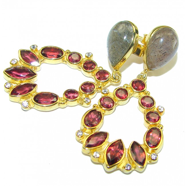 Red Beauty authentic Garnet 14K Gold over .925 Sterling Silver handcrafted earrings