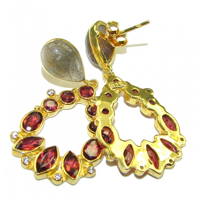 Red Beauty authentic Garnet 14K Gold over .925 Sterling Silver handcrafted earrings