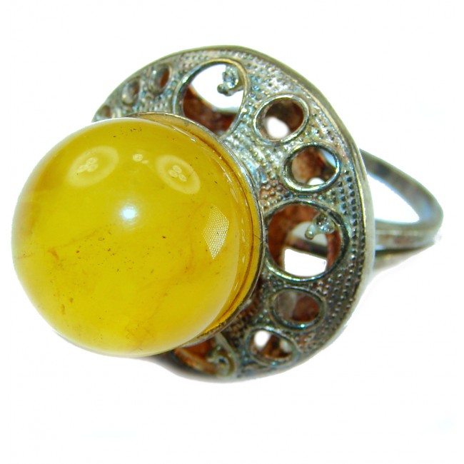 Modern Concept Natural Baltic Amber .925 Sterling Silver ring s. 8 3/4