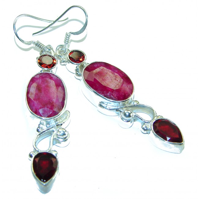 Amazing Ruby .925 Sterling Silver earrings