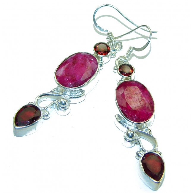 Amazing Ruby .925 Sterling Silver earrings