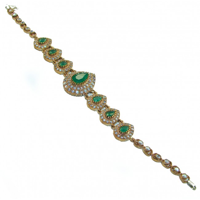 Victoria Style created Emerald .925 Sterling Silver handmade Bracelet