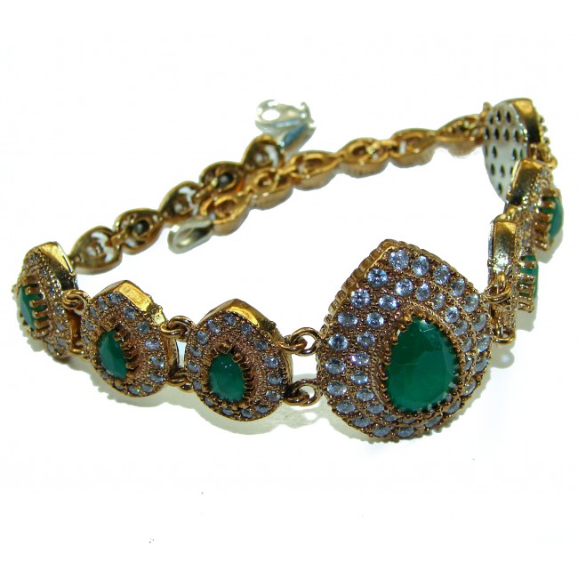 Victoria Style created Emerald .925 Sterling Silver handmade Bracelet