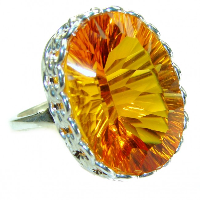 Yellow Beauty 39.5 carat Yellow Topaz .925 Sterling Silver Large Ring size 9 1/2