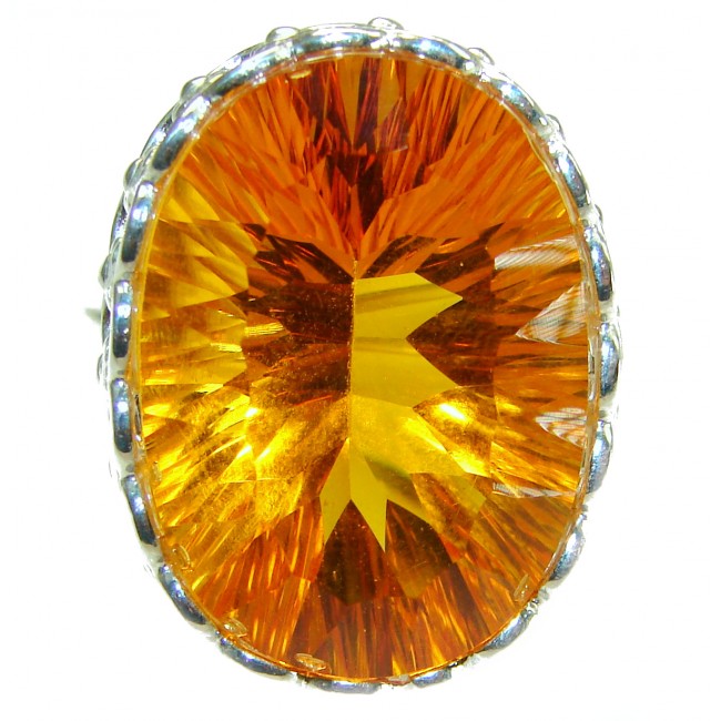 Yellow Beauty 39.5 carat Yellow Topaz .925 Sterling Silver Large Ring size 9 1/2