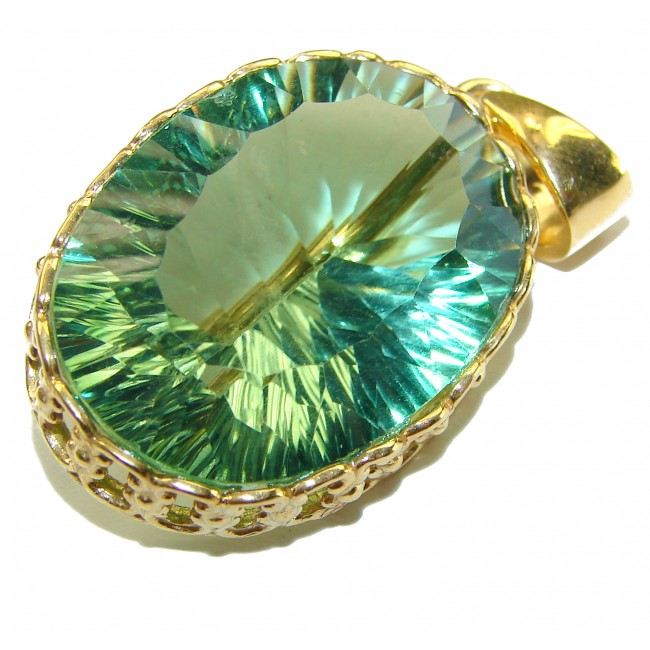 Superior quality 32.2 carat Fresh Green Topaz 14K Gold over .925 Sterling Silver Pendant