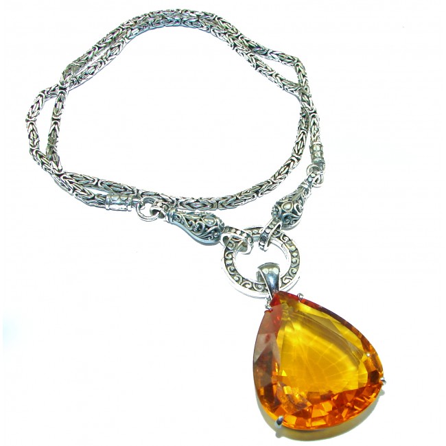 Outstanding Lemon Quartz .925 Sterling Silver handcrafted Statement necklace