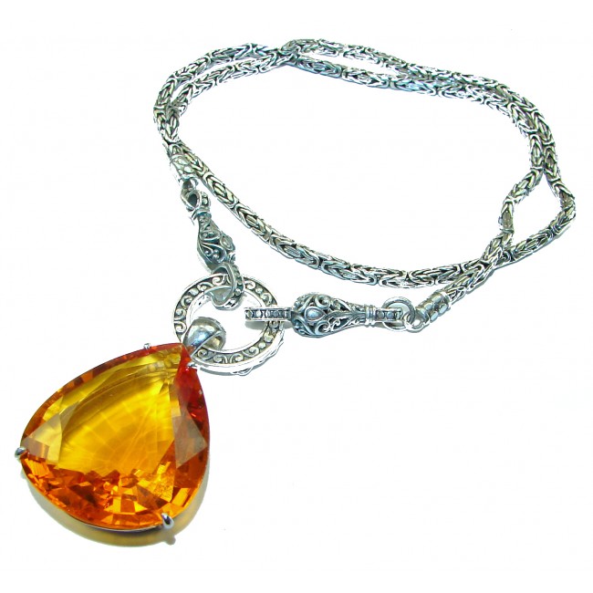 Outstanding Lemon Quartz .925 Sterling Silver handcrafted Statement necklace